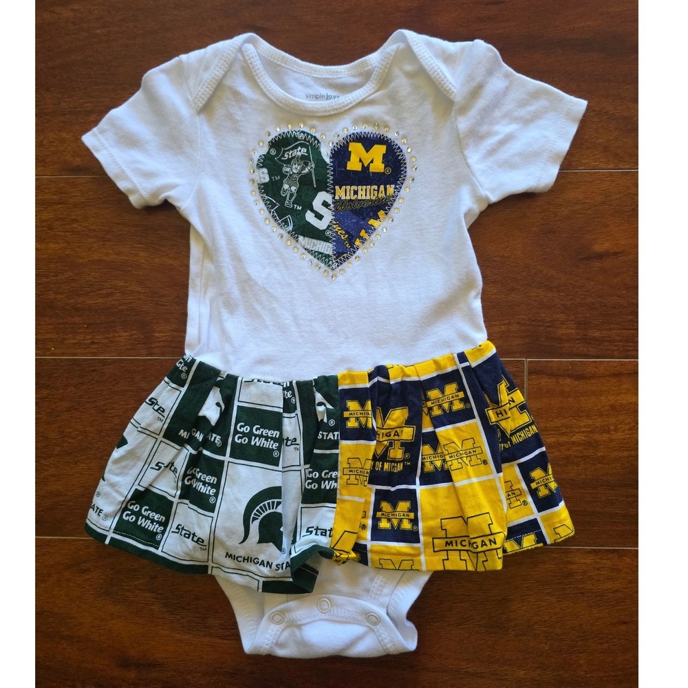 Michigan State vs Michigan House Divided Tutu Bodysuit Baby / Infant 12 months
